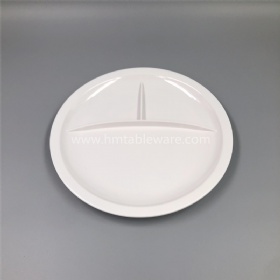 China healthy plastic tableware white melamine plate with 3 divisions