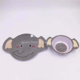 EU standard 100% melamine dinner set elephant shape design for kids