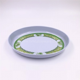 Factory direct supplier melamine oval deep plate with bamboo print
